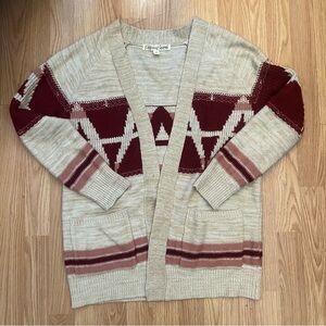 California Gypsy Open Front Southwestern Aztec Bohemian Duster Cardigan Sz Large